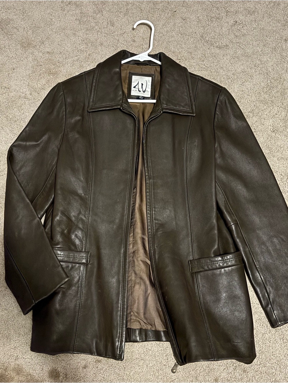 Wilsons Leather Brown Zip-Front Bomber Jacket